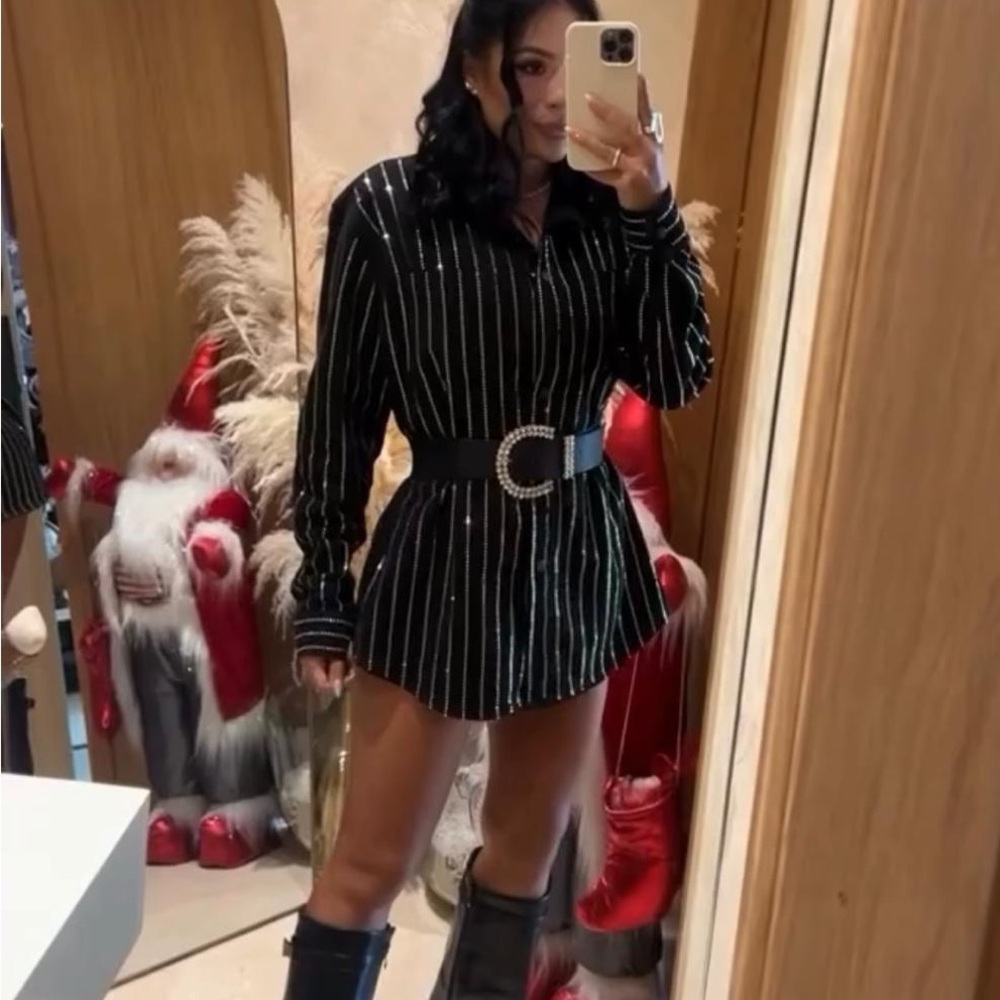 Black Striped Mini Dress